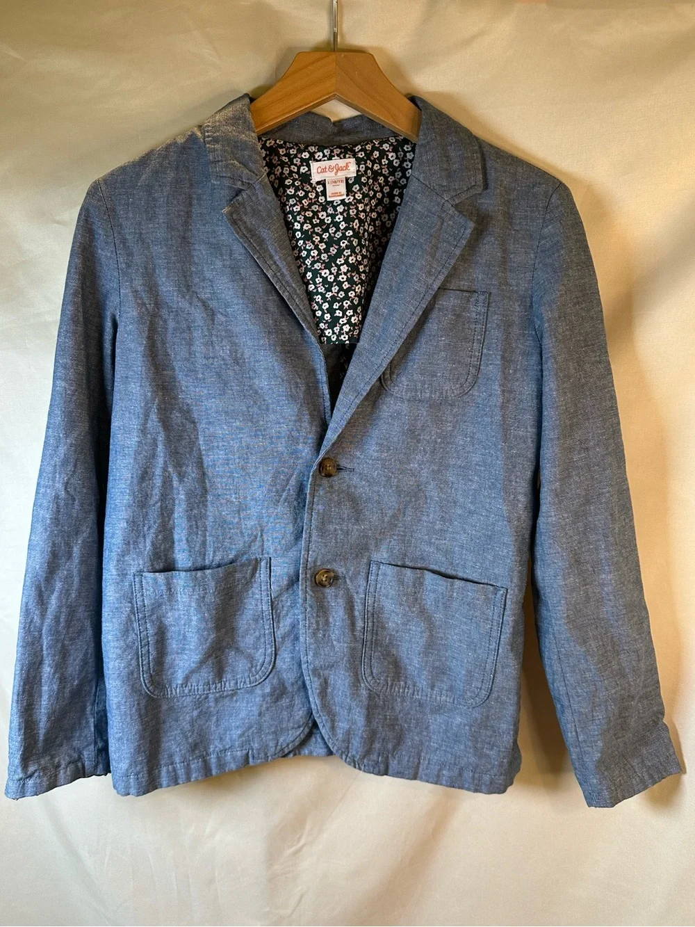 Cat & Jack boys Chambray Blue Linen-Blend Blazer preppy classic 10/12